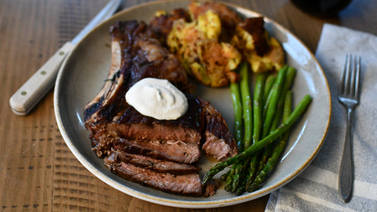 TCC Reverse Seared Cowboy Steak with Creamy Horseradish Sauce