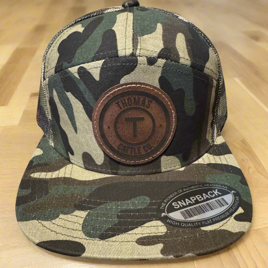 Round Leather Patch Camo Snap Back Hat