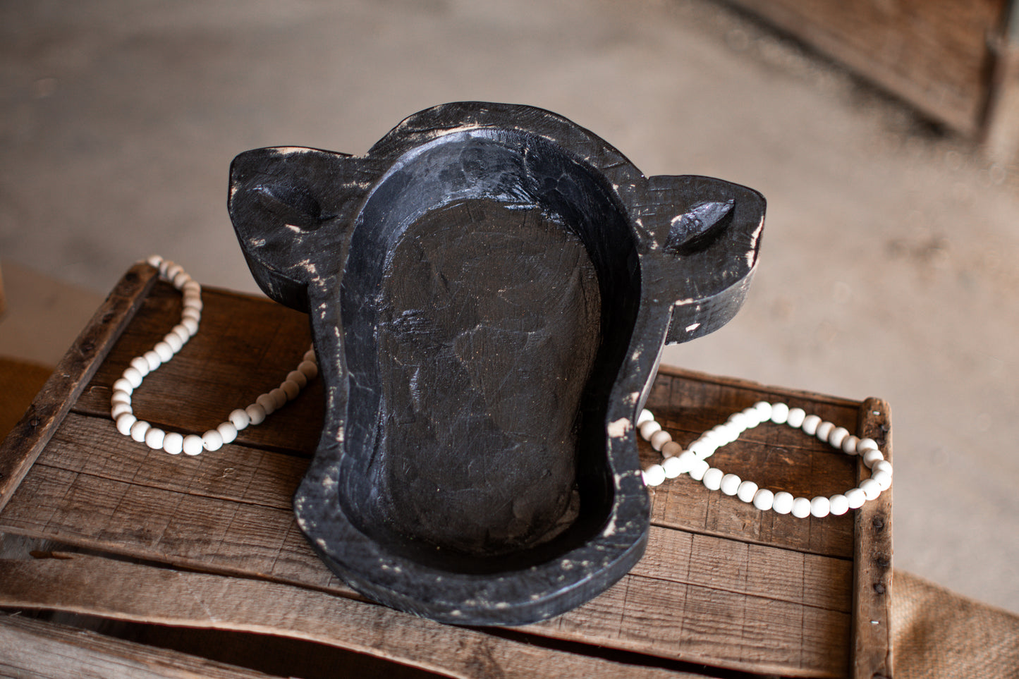 Western Wooden Cow Bowl