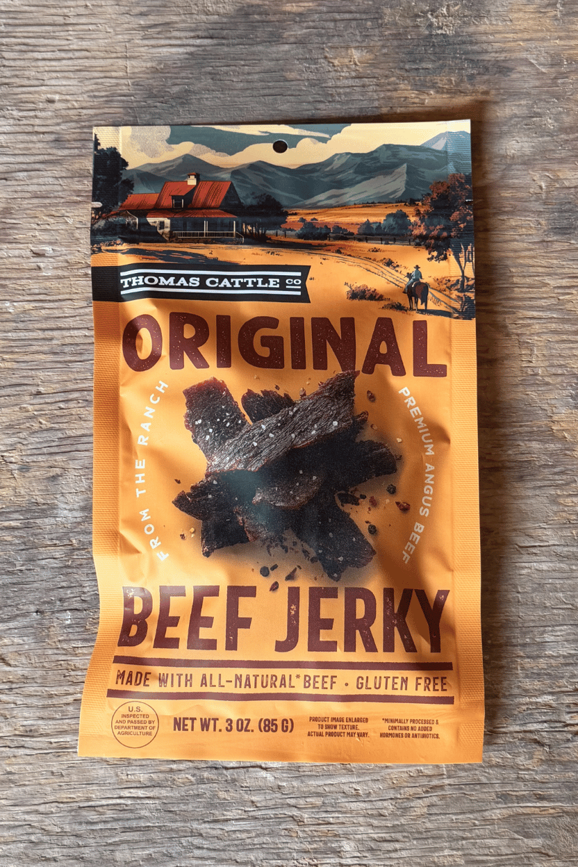 3 oz bag of Thomas Cattle Original Jerky