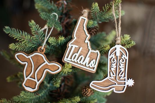 Holiday Western Wood Ornaments