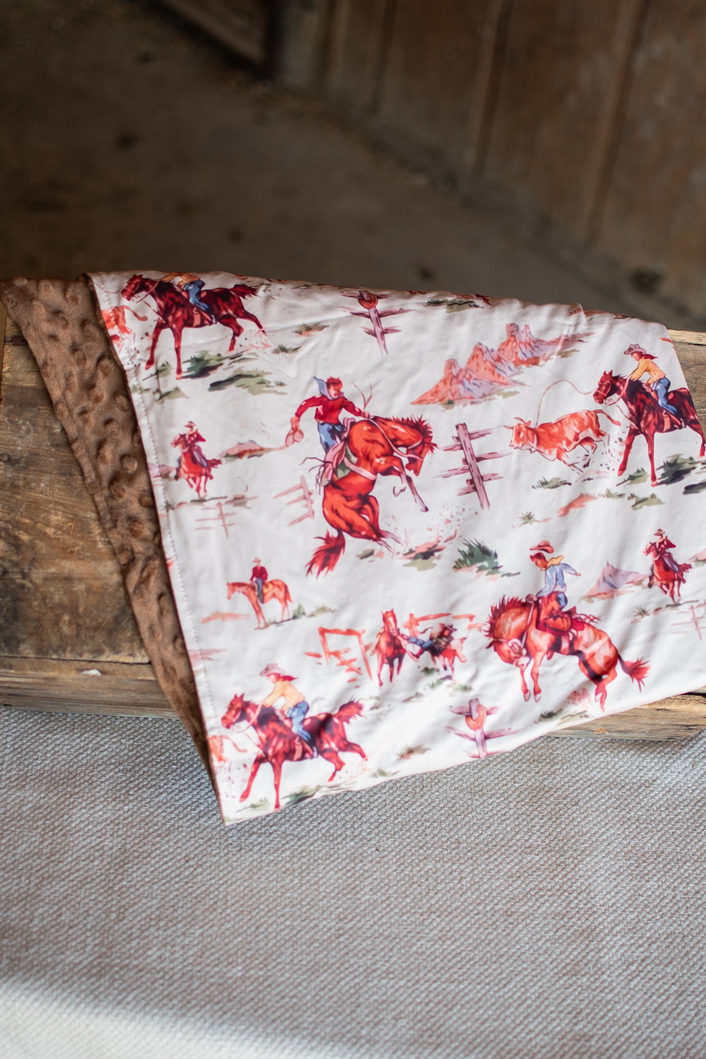 Minky Rodeo Western Baby Blanket