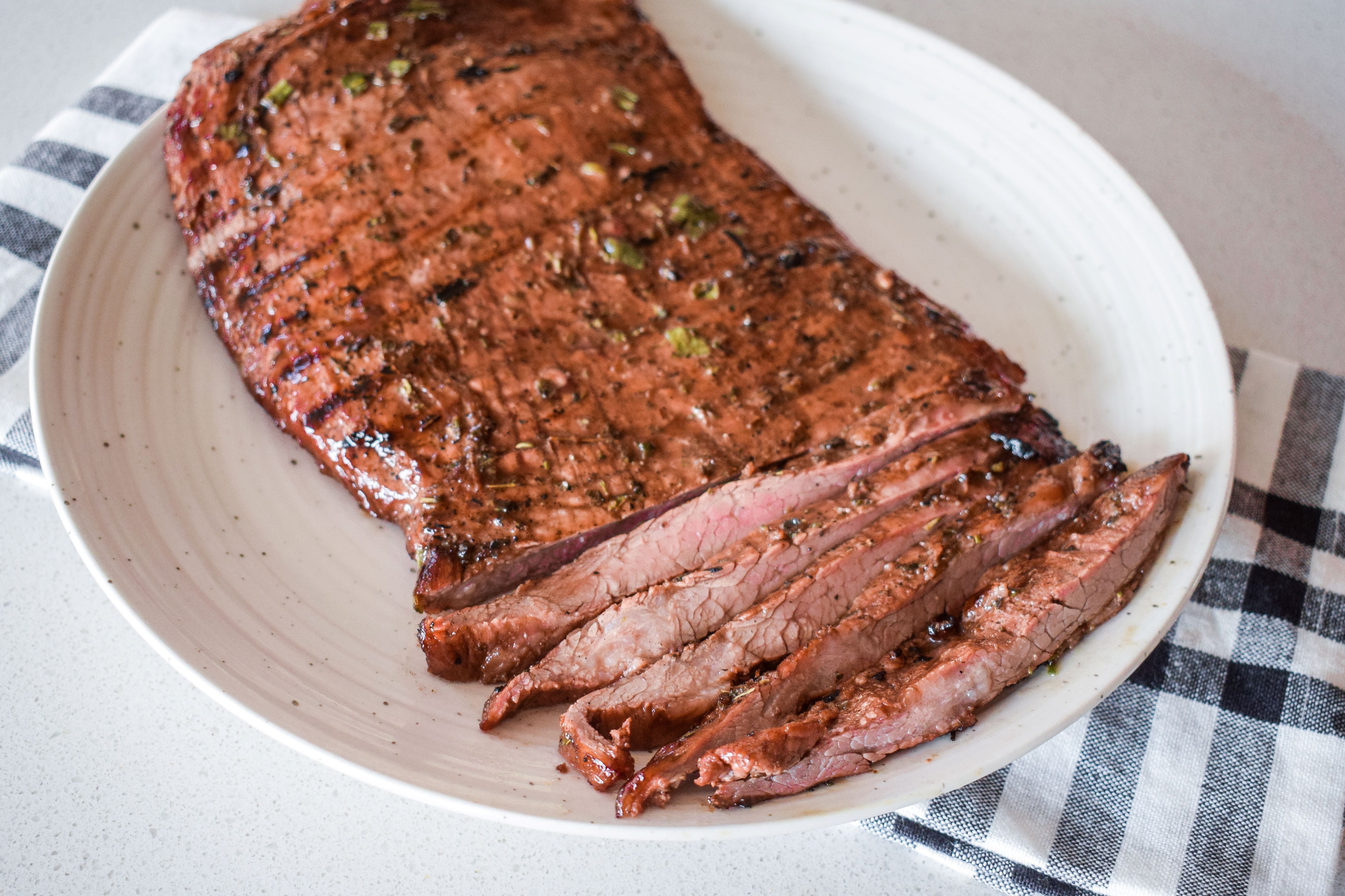 Oven roasted flat large iron steak